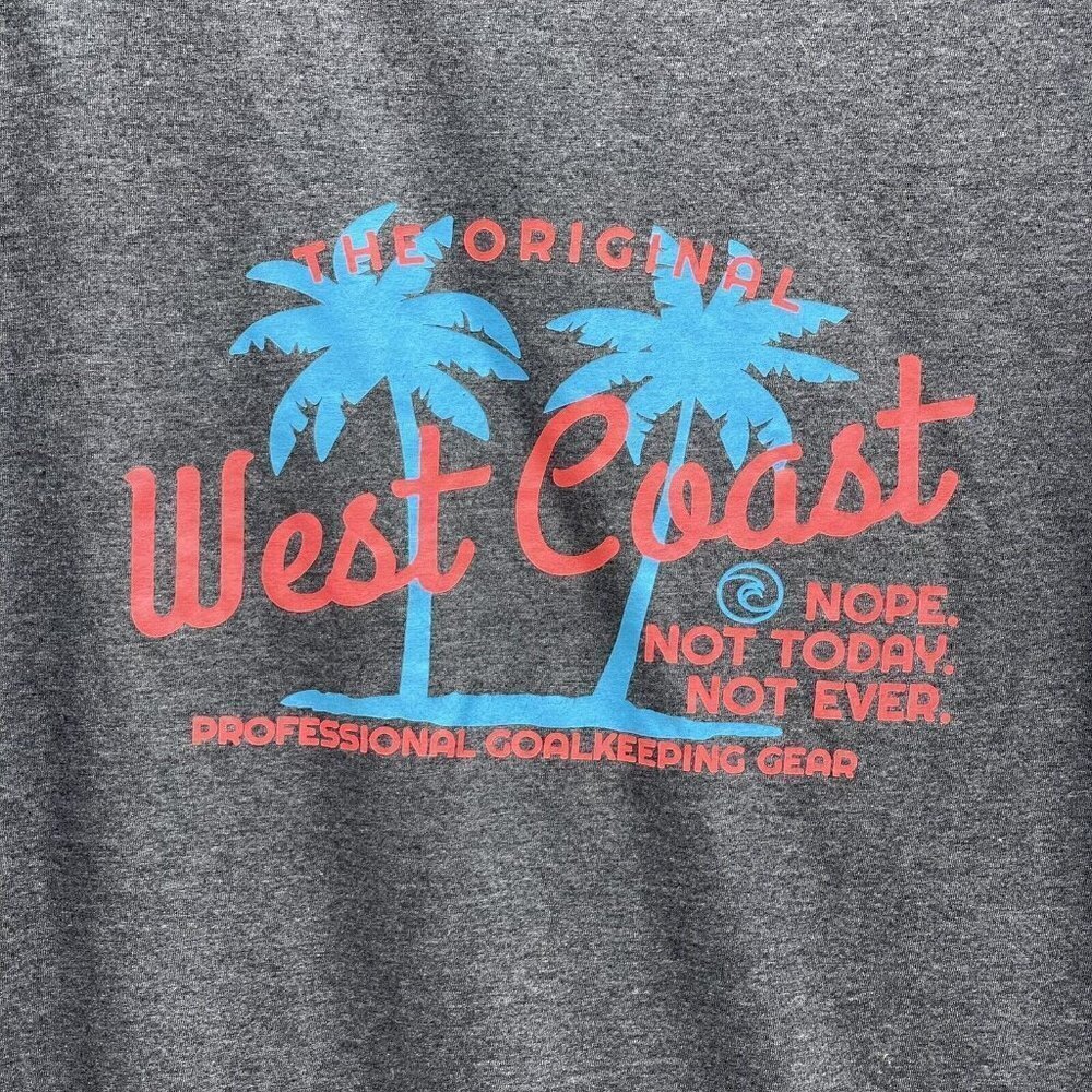 WEST COAST GOALKEEPING Shirt Mens Womens Medium SHORT SLEEVE Gray Teal Soccer - Picture 2 of 5